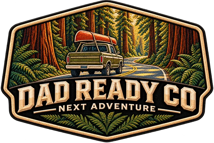 DAD READY CO. Next Adventure patch with a truck on a forest road